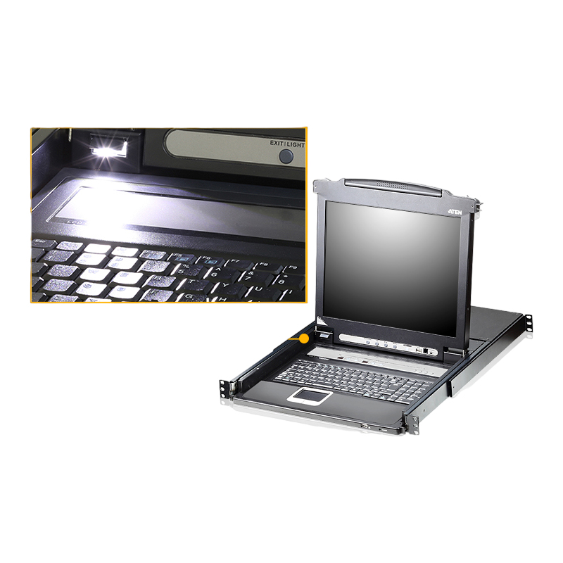 ATEN CL5708iMR Переключатель, электрон., KVM,  2 user консоль LCD 17" => 8 cpu PS2/USB+VGA, с KVM-шн