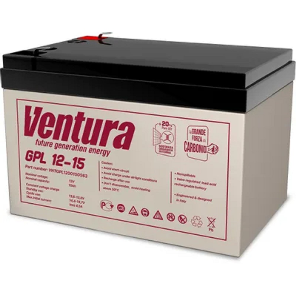 Ventura АКБ GPL 12-15   12V/14Ah {S63 (F2), ДхШхВ 151х98х100мм, масса 3,90 кг, срок службы 12 лет}