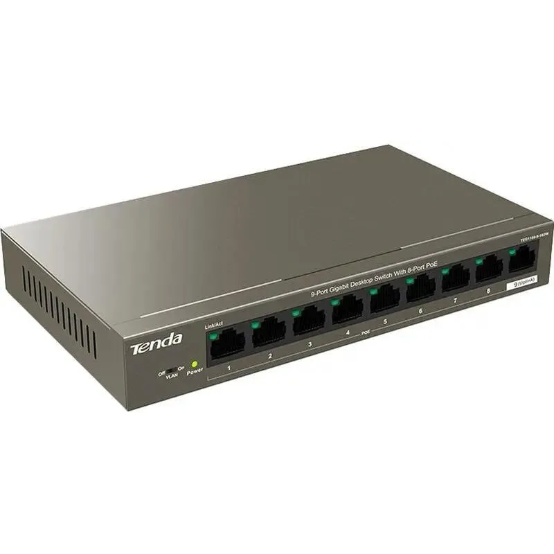Коммутатор Tenda TEG1109P-8-102W (L2) 9x1Гбит/с 8PoE 92W неуправляемый