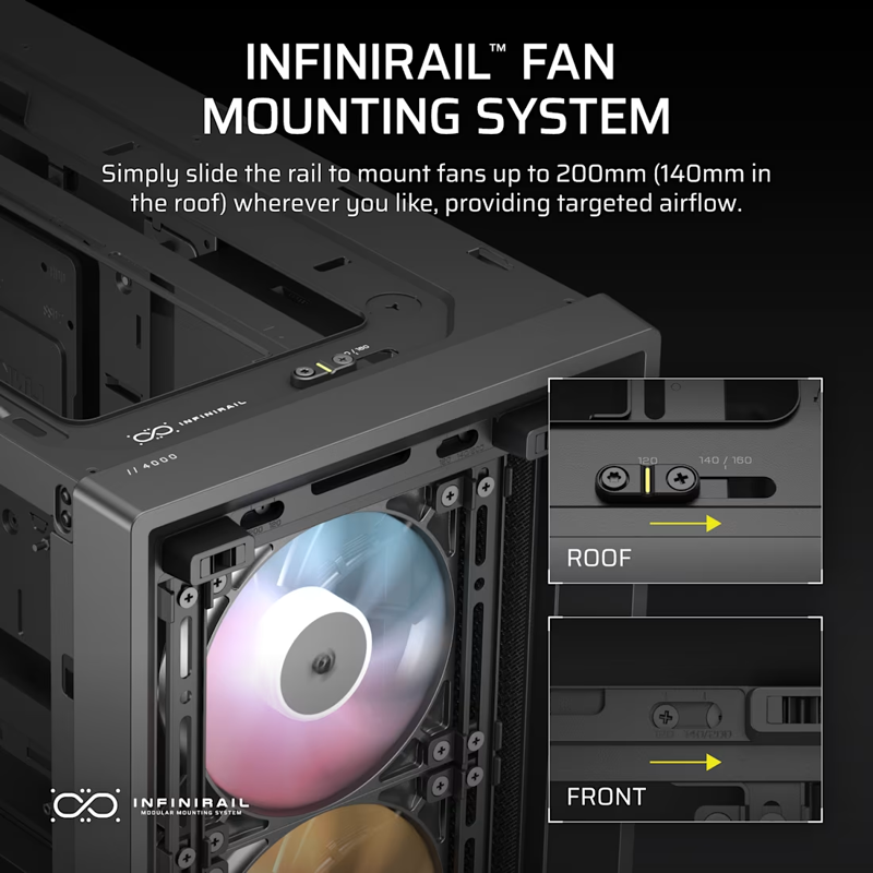 Корпус Corsair Frame 4000D RS ARGB, Midi-Tower, TG, 3x120mm ARGB, 2xUSB-A 3.2, 1xUSB 3.2 Type-C, E-A