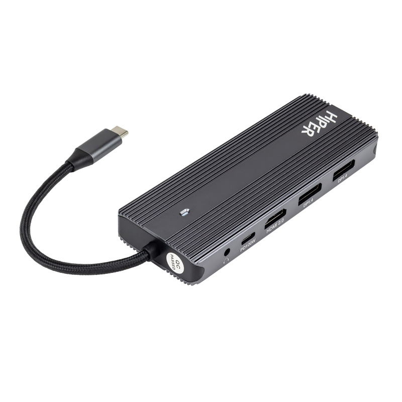 Док-станция HIPER USB-C HUB 11in1 (1*USB-C 100W PD, 1*HDMI 4K@60Hz, 2*DP 4K@60Hz, 2*USB-A 3.0 (5Gbps