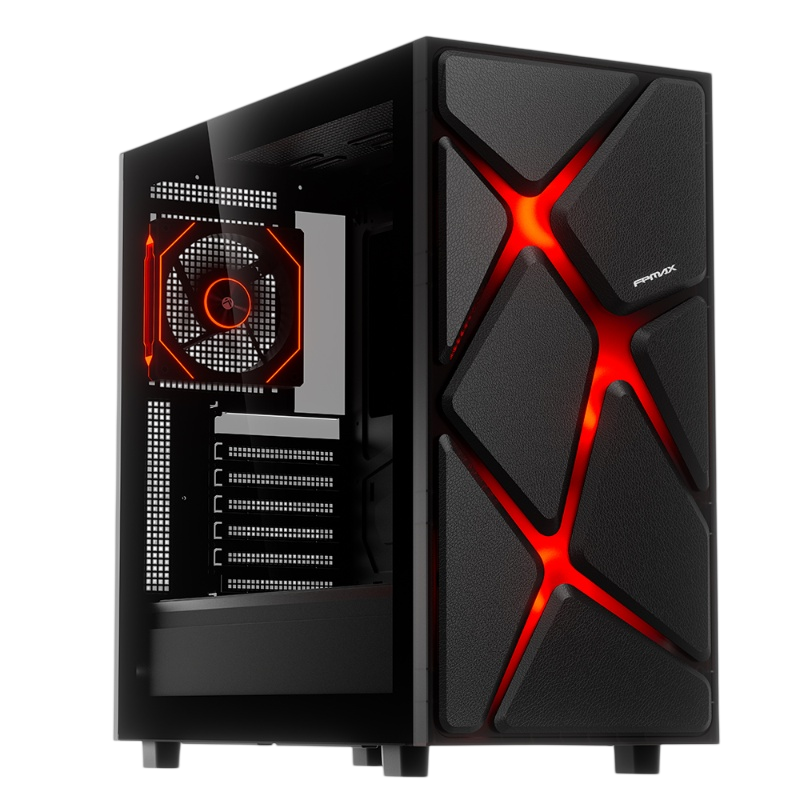 Корпус без блока питания/ Case FPMAX Cortex Art BK, Midi-Tower, TG, 4x120mm ARGB, 1xUSB-A 3.0 + 1xUSB 1.0 + 1xUSB Type-C, ATX, mATX, mITX Black
