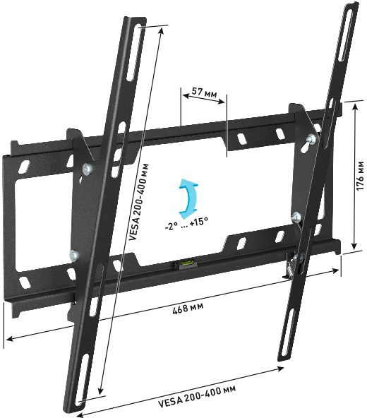 Кронштейн для телевизора Holder T4624-B черный 32"-55" макс.40кг настенный наклон