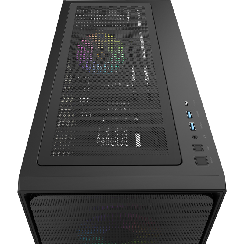 Корпус Ocypus Delta C70 BK ARGB, Midi-Tower, TG, 4x120mm ARGB, 2xUSB-A 3.0 + 1xUSB-C 3.1, E-ATX, ATX