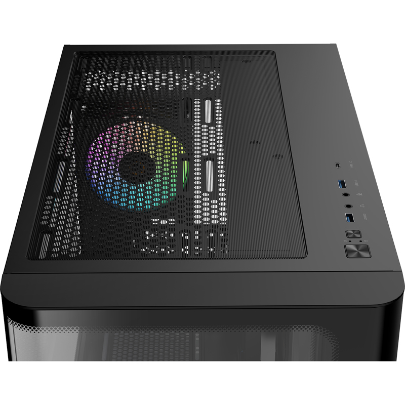Корпус Ocypus Iota C50 Curve BK ARGB, Mini-Tower, TG, 3x120mm ARGB, 2xUSB-A 3.0 + 1xUSB-C, mATX, mIT