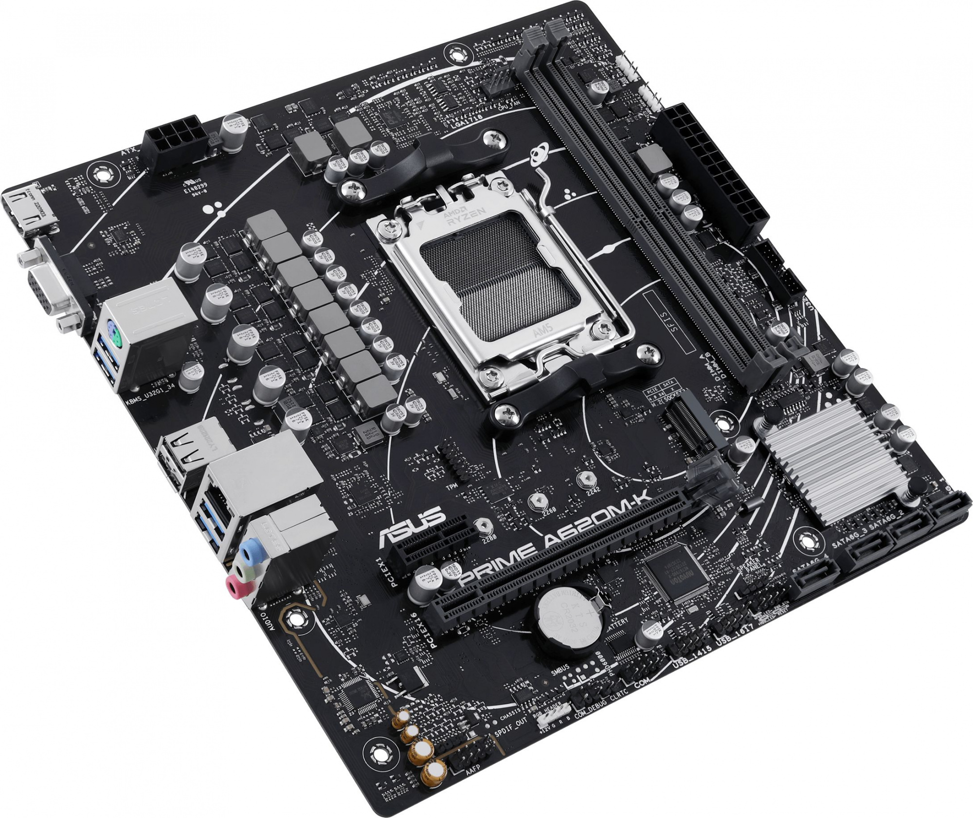 Материнская плата Asus PRIME A620M-K Socket AM5 AMD A620 2xDDR5 mATX AC`97 8ch(7.1) GbLAN RAID+VGA+H