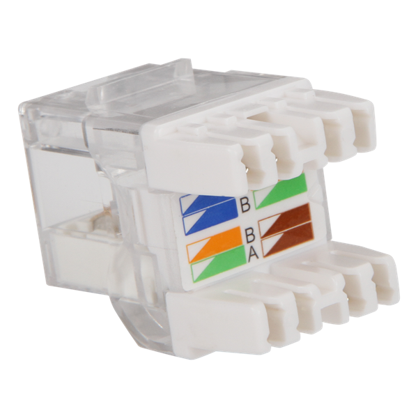 Модульрозиточный с индикатором Модуль Keystone, RJ45, кат.5E, UTP, 180 градусов, с индикатором, белы