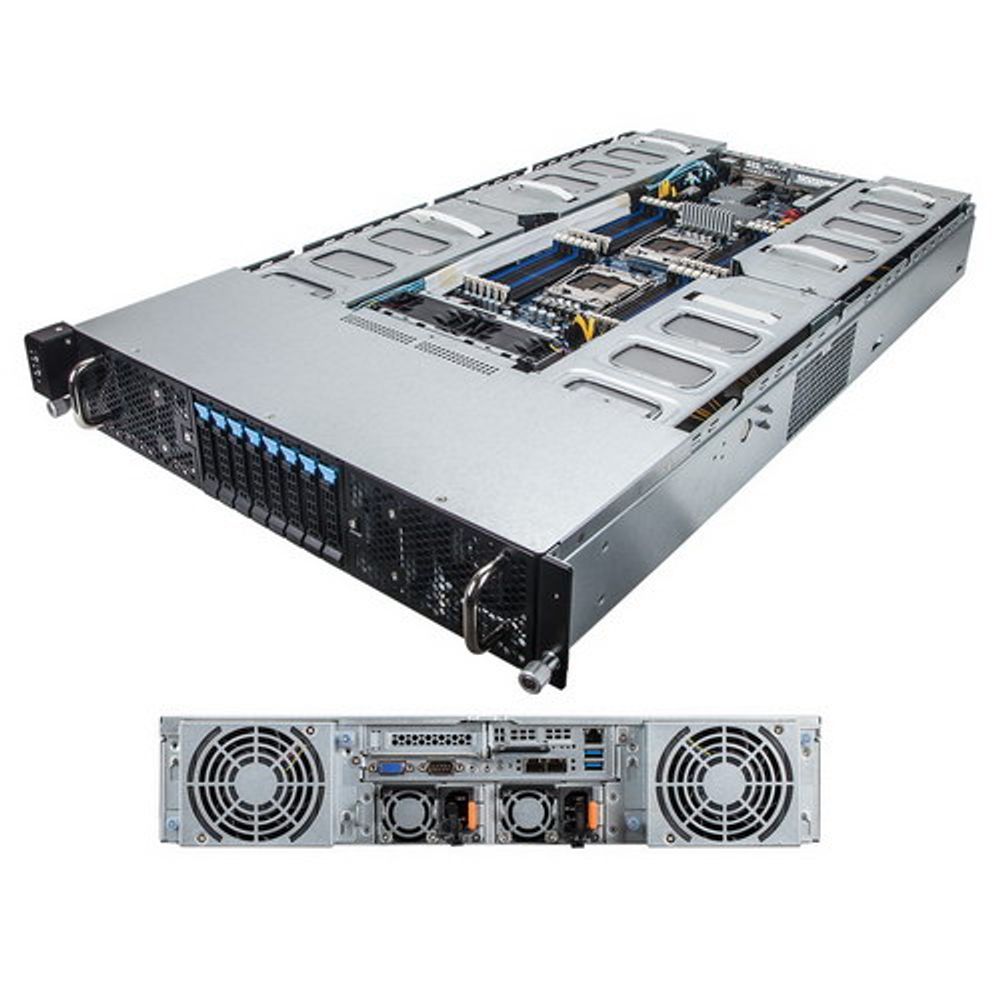 Платформа системного блока Gigabyte G250-S88 2U (8x GPU system) Dual Xeon E5-2600 v3, 16xRDIMM/UDIMM ECC, 2x10Gbe (Intel X540), 8x 2,5 hot swap HDD/SSD, Redundant PSU 1600W Platinum (6NR22PHLMS-00-100/6NR22PHLMS-00-170)