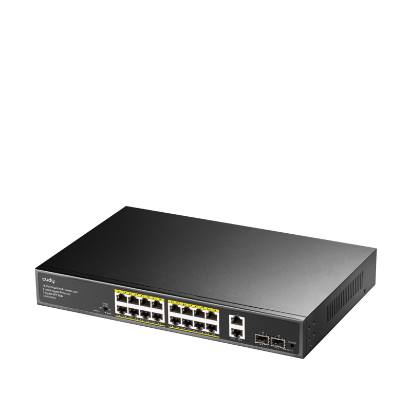Коммутатор Cudy GS1018PS2 (L2) 18x1Гбит/с 2xКомбо(1000BASE-T/SFP) 2SFP 16PoE 200W неуправляемый
