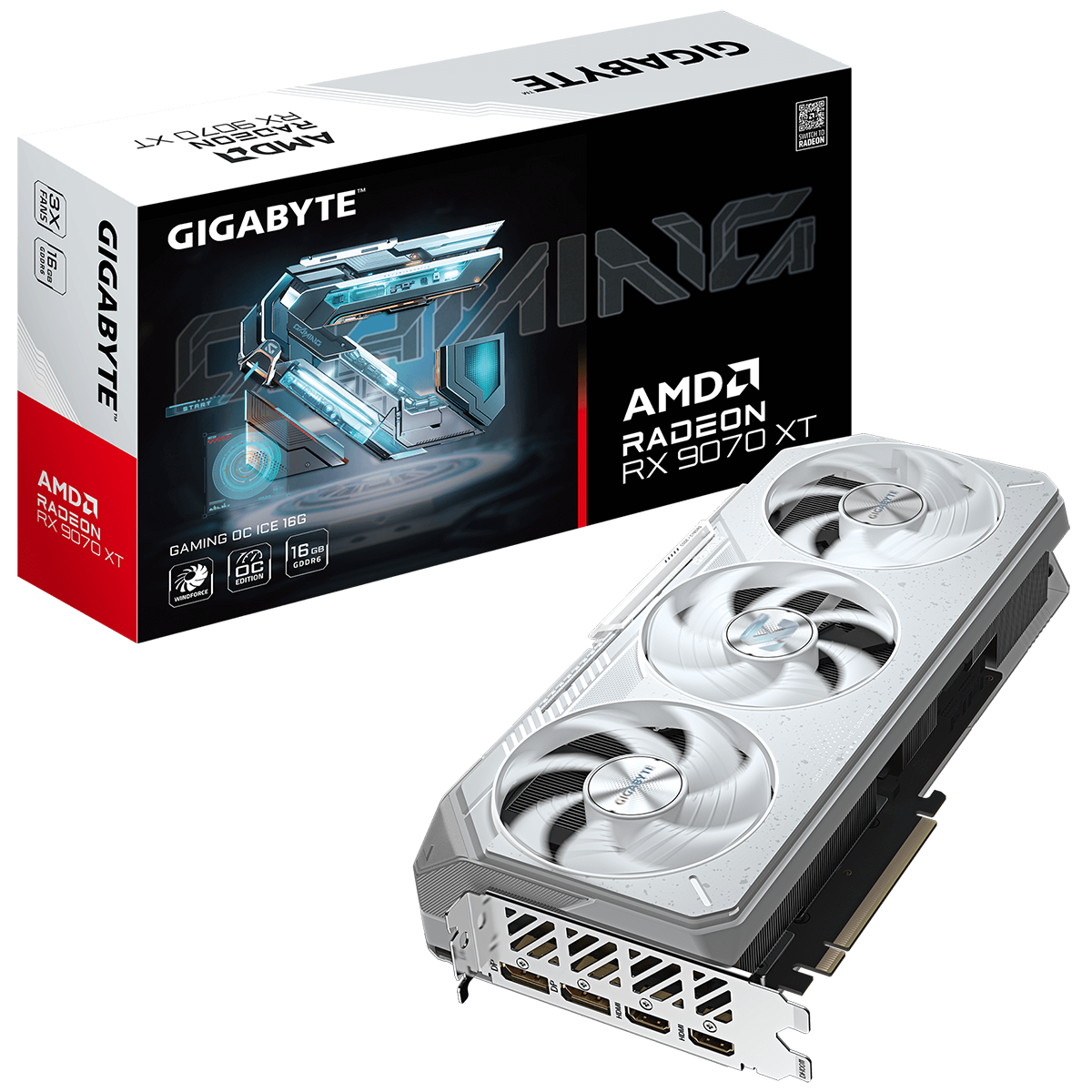 Видеокарта Gigabyte PCI-E 5.0 GV-R907XGAMINGOCICE-16GD AMD Radeon RX 9070XT 16Gb 256bit GDDR6 2520/2