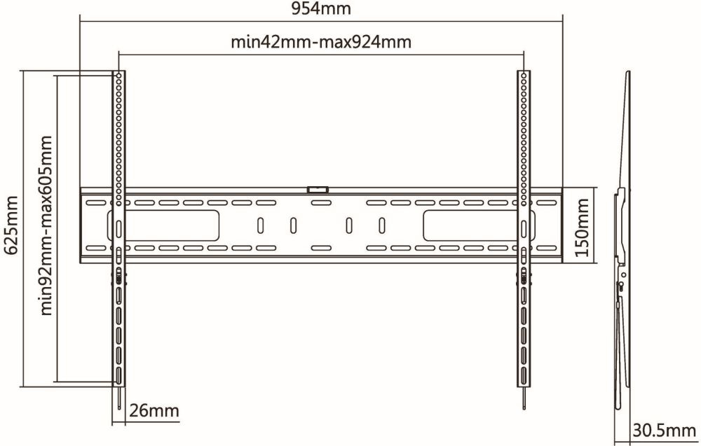 Кронштейн для телевизора Ultramounts UM815F черный 60"-100" макс.75кг настенный фиксированный
