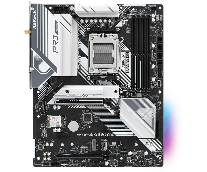 Материнская плата ASROCK B650 PRO RS WIFI, AM5, B650, 4*DDR5, 4*SATA, 3*M.2, 3*USB 3.2, 6*USB 2.0, T