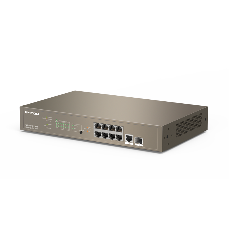 Коммутатор IP-Com G5310P-8-150W (L3) 8x1Гбит/с 1xКомбо(1000BASE-T/SFP) 1SFP 8PoE 130W управляемый