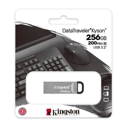 Флеш Диск Kingston 256GB DataTraveler Kyson DTKN/256GB USB3.2 серебристый/черный