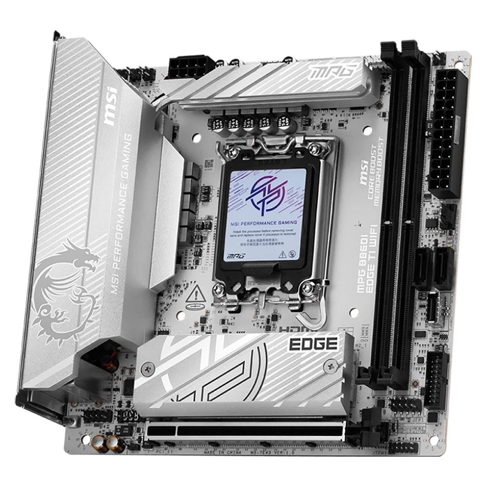 Материнская плата MSI MPG B860I EDGE TI WIFI B860, LGA1851, 2*DDR5, 1*PCIEx16, 2*M.2, 2*TypeC, 1*USB