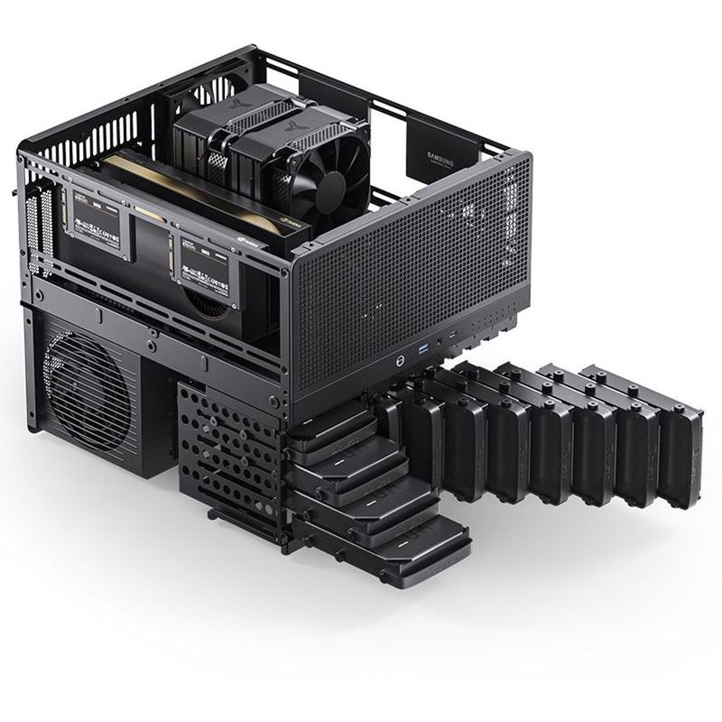 Корпус JONSBO N5, Mini-Tower, 3x120mm, 1xUSB-A 3.0 + 1xUSB-C 3.2, E-ATX, ATX, mATX, mITX Black