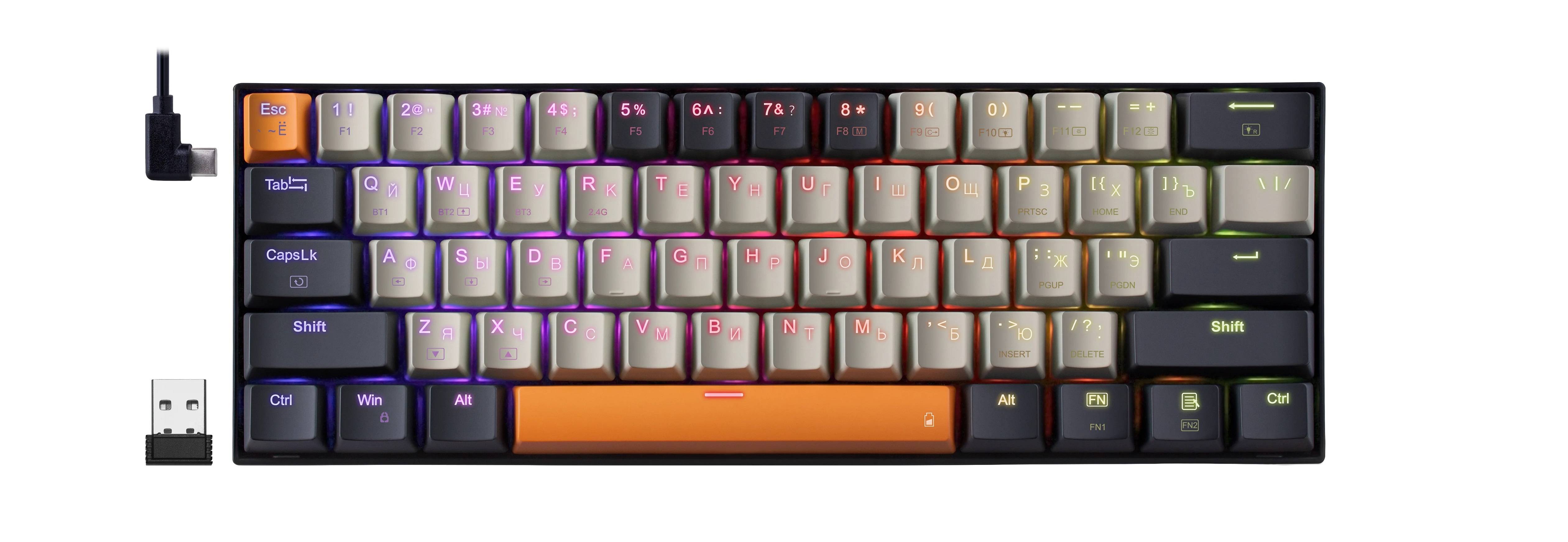 Клавиатура Redragon Caraxes Pro механическая черный USB беспроводная BT/Radio slim Multimedia for ga