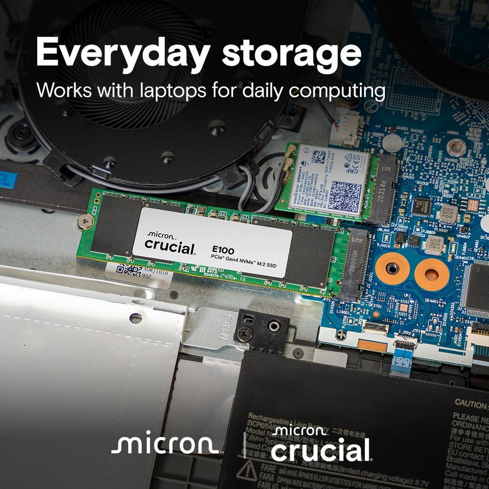 Твердотельный диск 2TB Crucial E100 M.2, M.2 2280, PCI-E 4x4 [R/W - 5000/4500 MB/s]