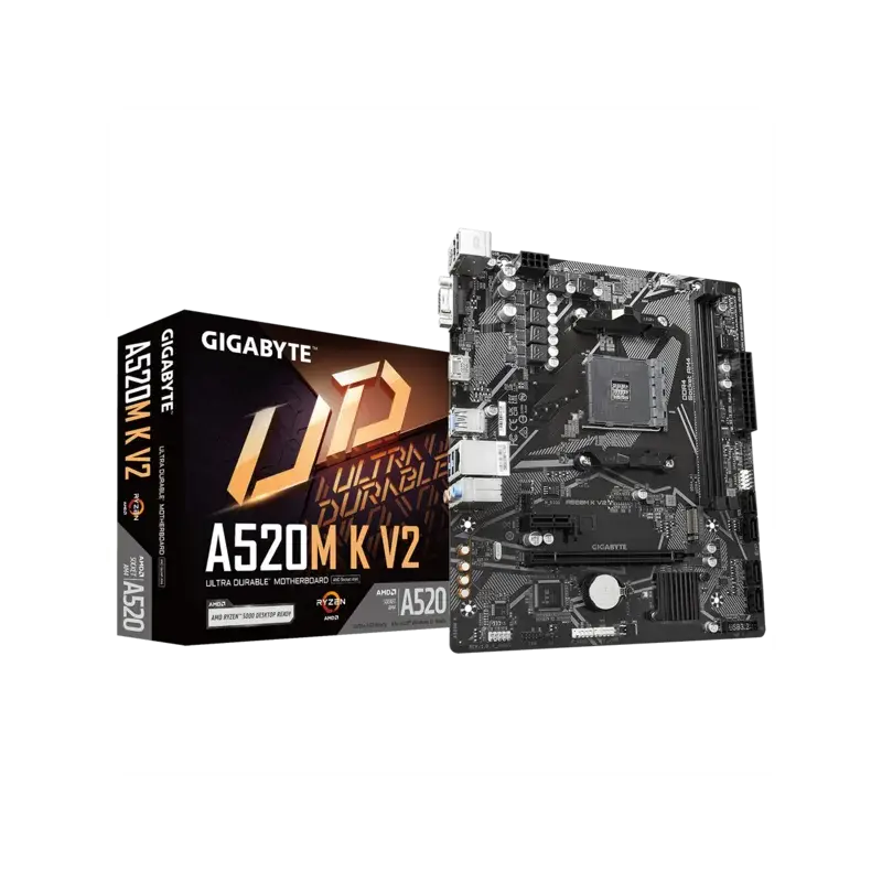 Материнская плата Gigabyte A520M K V2 Soc-AM4 AMD A520 2xDDR4 mATX AC`97 8ch(7.1) GbLAN RAID+VGA+HDM