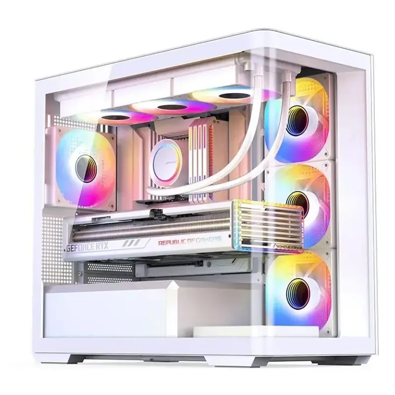 Корпус JONSBO D300, Mini-Tower, TG, no fan, 2xUSB-A 3.2 + 1xUSB-C 3.2, mATX, mITX White