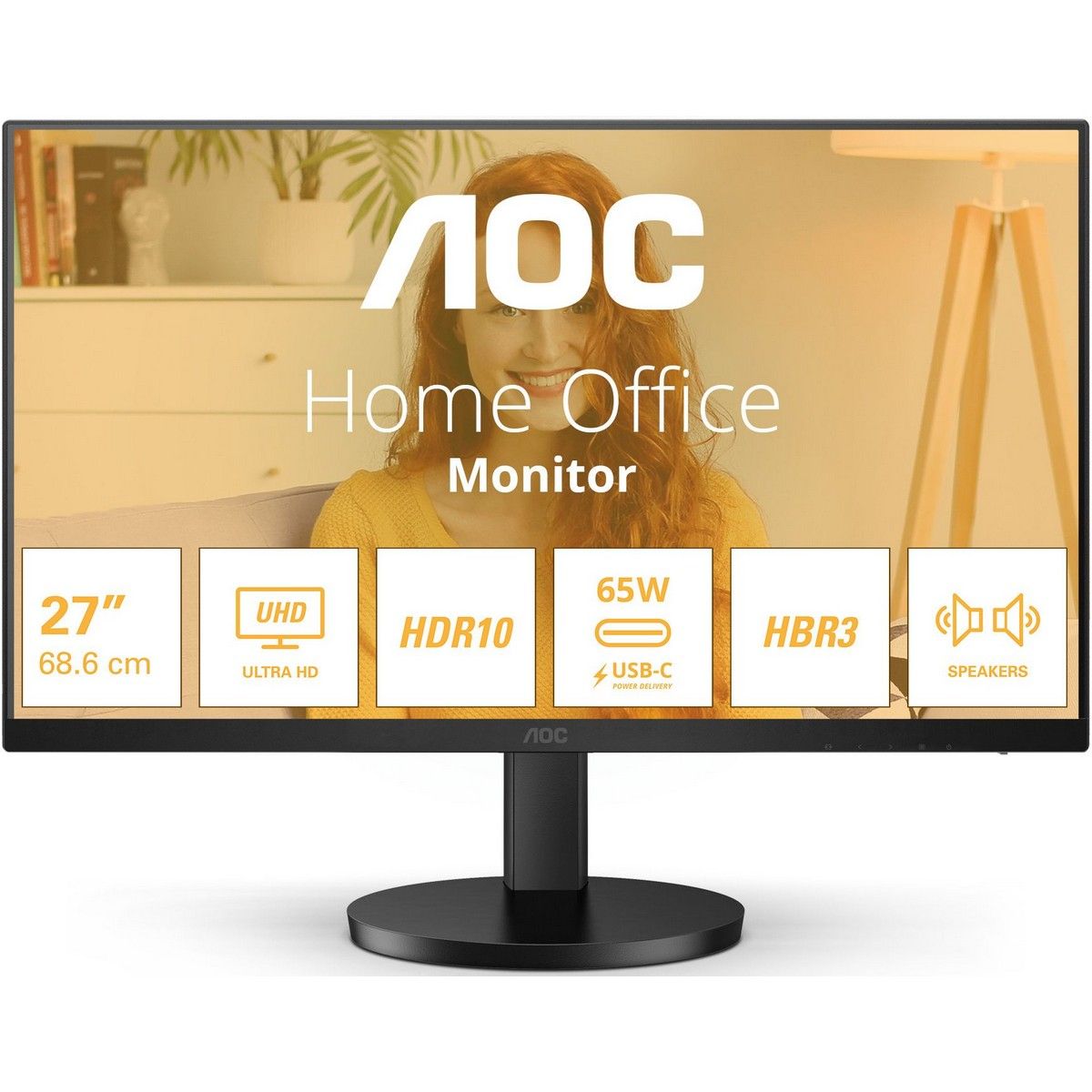 Монитор 27" AOC U27B3CF Black (4K, IPS, 3840x2160, 4 ms, 178°/178°, 350 cd/m, 20M:1, +HDMI 2.0,