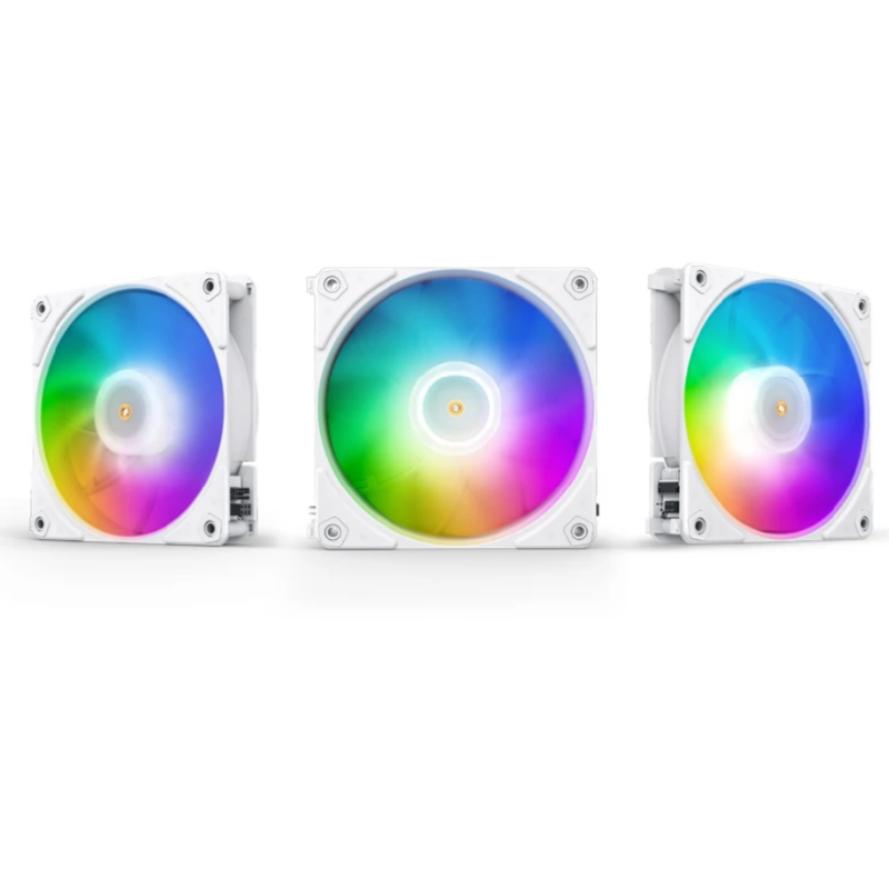 Кулер для корпуса JONSBO ZF-120W (120x120x25mm, 4-pin PWM, ARGB, 61.0CFM, 28.9dBA, 1500RPM, White, 3
