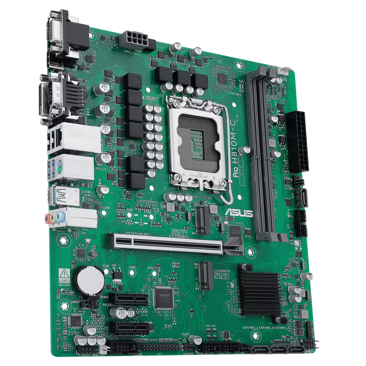 Материнская плата ASUS PRO H810M-C-CSM LGA1851 mATX 2xDDR5 PCIEx16 2xPCIEx1 2xM.2 USB-C DP HDMI DVI 