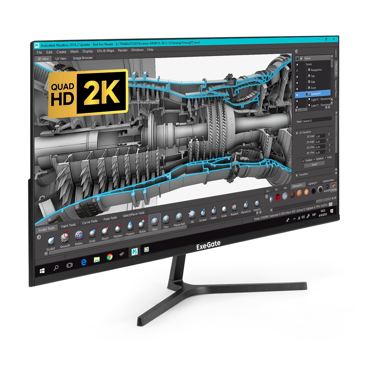 Монитор 27" ExeGate SmartView ES2707CA IPS 2560x1440, 75 Гц, 1 мс, 16:9, 300 кд/м2, 1xHDMI, 1хDP, 1x