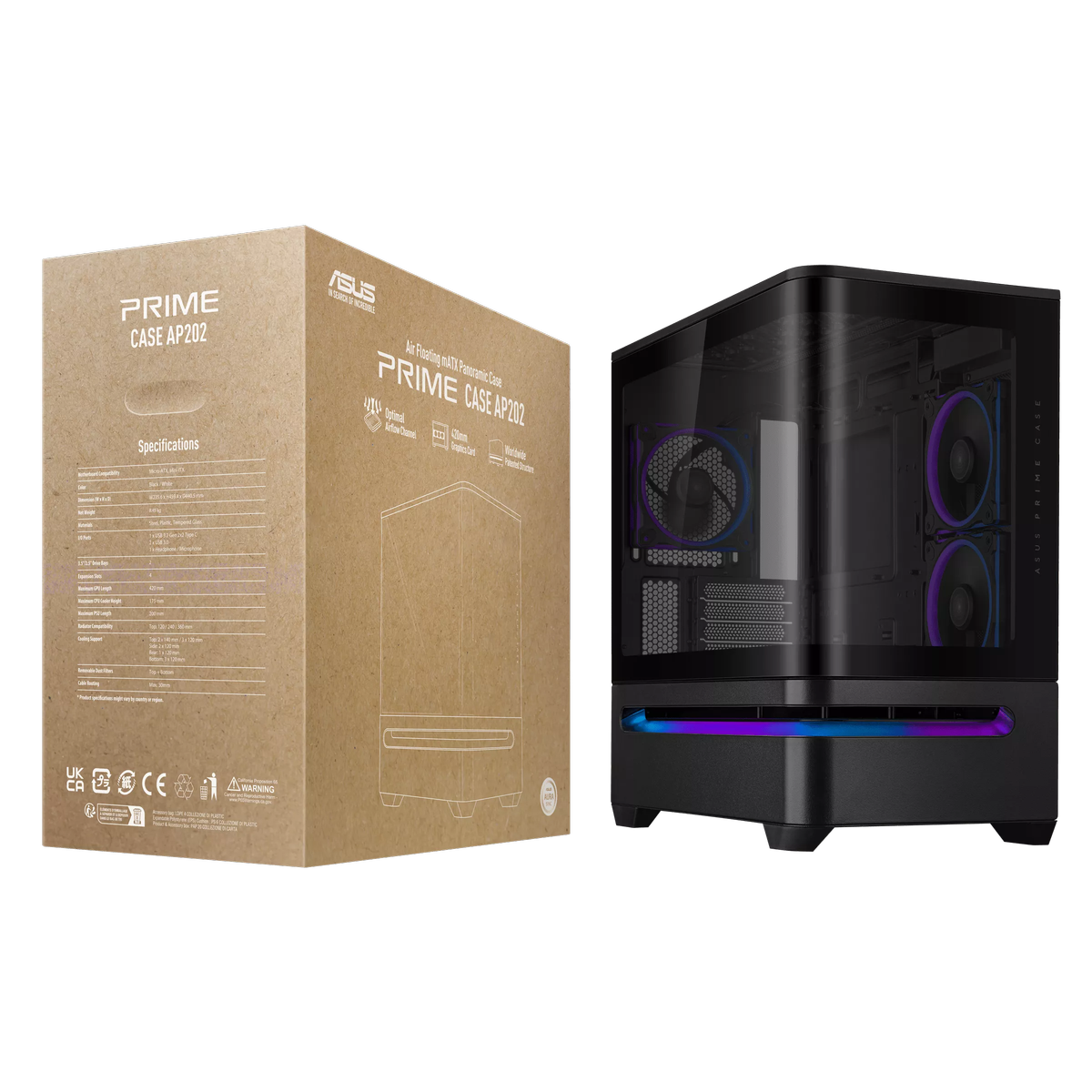 Корпус для ПК ASUS PRIME AP202 TG ARGB BLACK