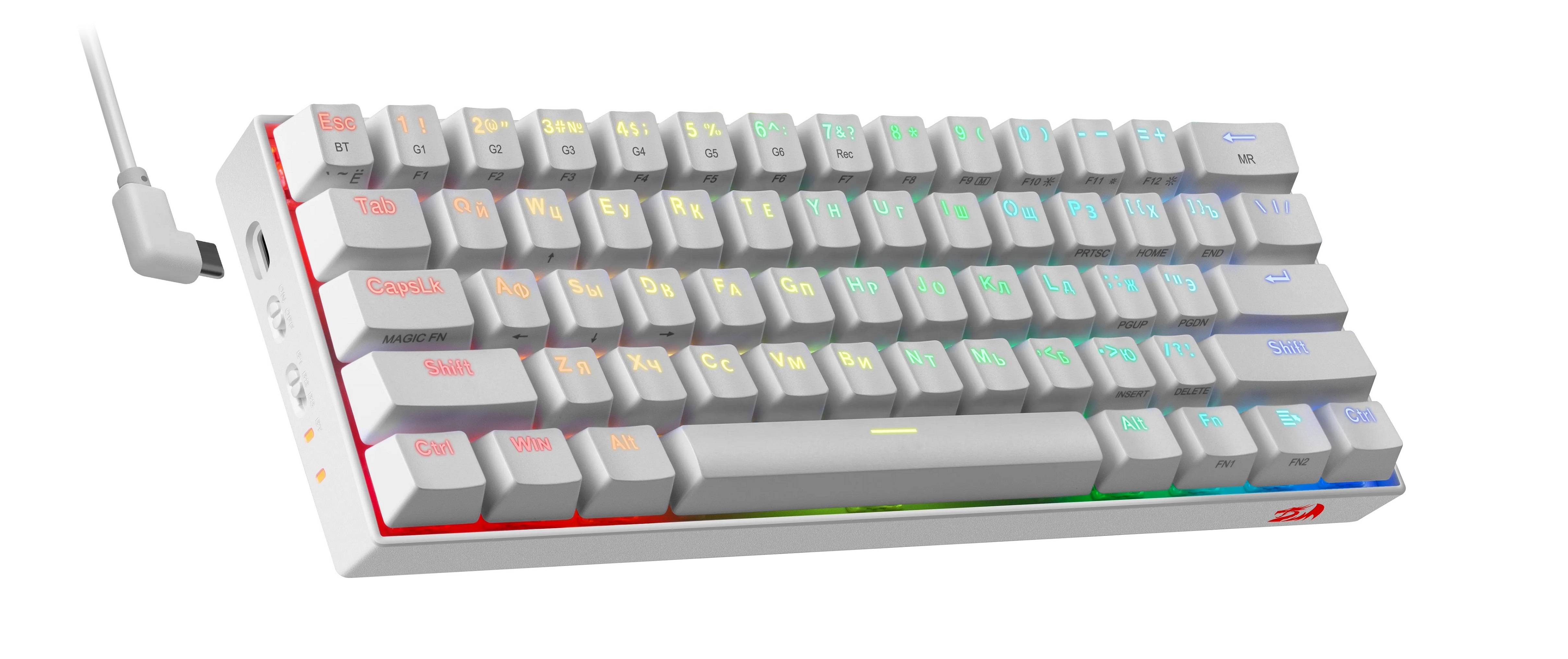 Клавиатура Redragon Draconic механическая белый USB беспроводная BT slim for gamer LED