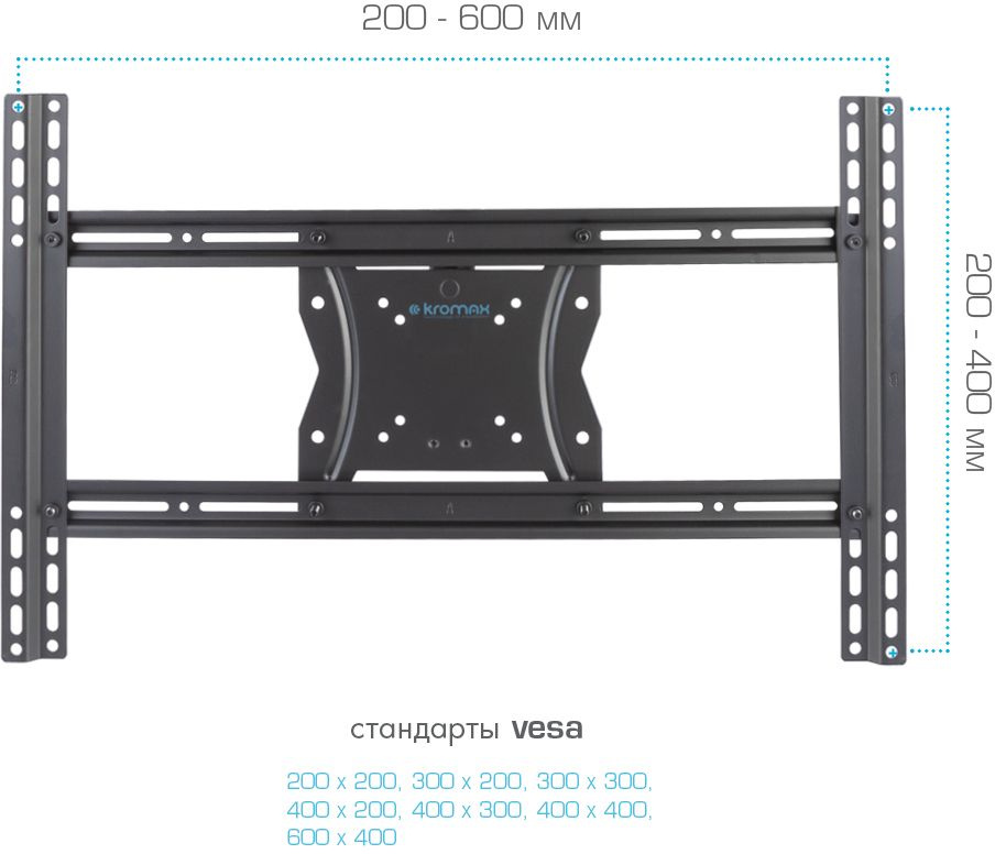 Кронштейн для телевизора Kromax COBRA-4 черный 15"-75" макс.65кг потолочный поворот и наклон