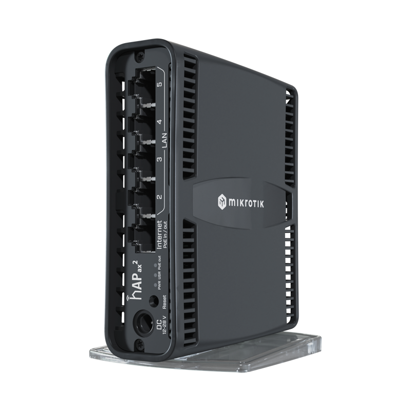 Роутер беспроводной MikroTik hAP ax2 (C52IG-5HAXD2HAXD-TC) AX1800 10/100/1000BASE-TX черный