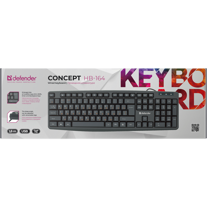 Клавиатура Defender Concept HB-164 черный USB Multimedia (45164)