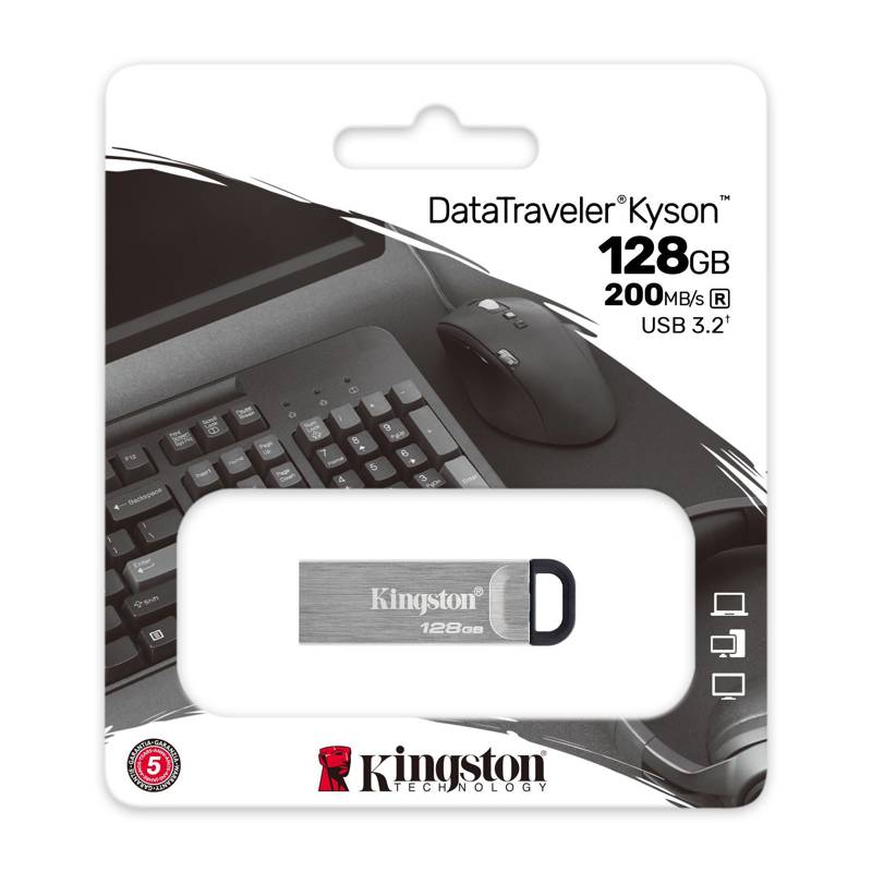 Флеш Диск Kingston 128GB DataTraveler Kyson DTKN/128GB USB3.2 серебристый/черный