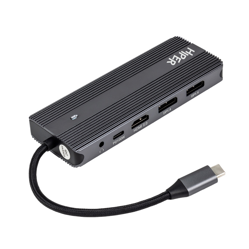 Док-станция HIPER USB-C HUB 11in1 (1*USB-C 100W PD, 1*HDMI 4K@60Hz, 2*DP 4K@60Hz, 2*USB-A 3.0 (5Gbps