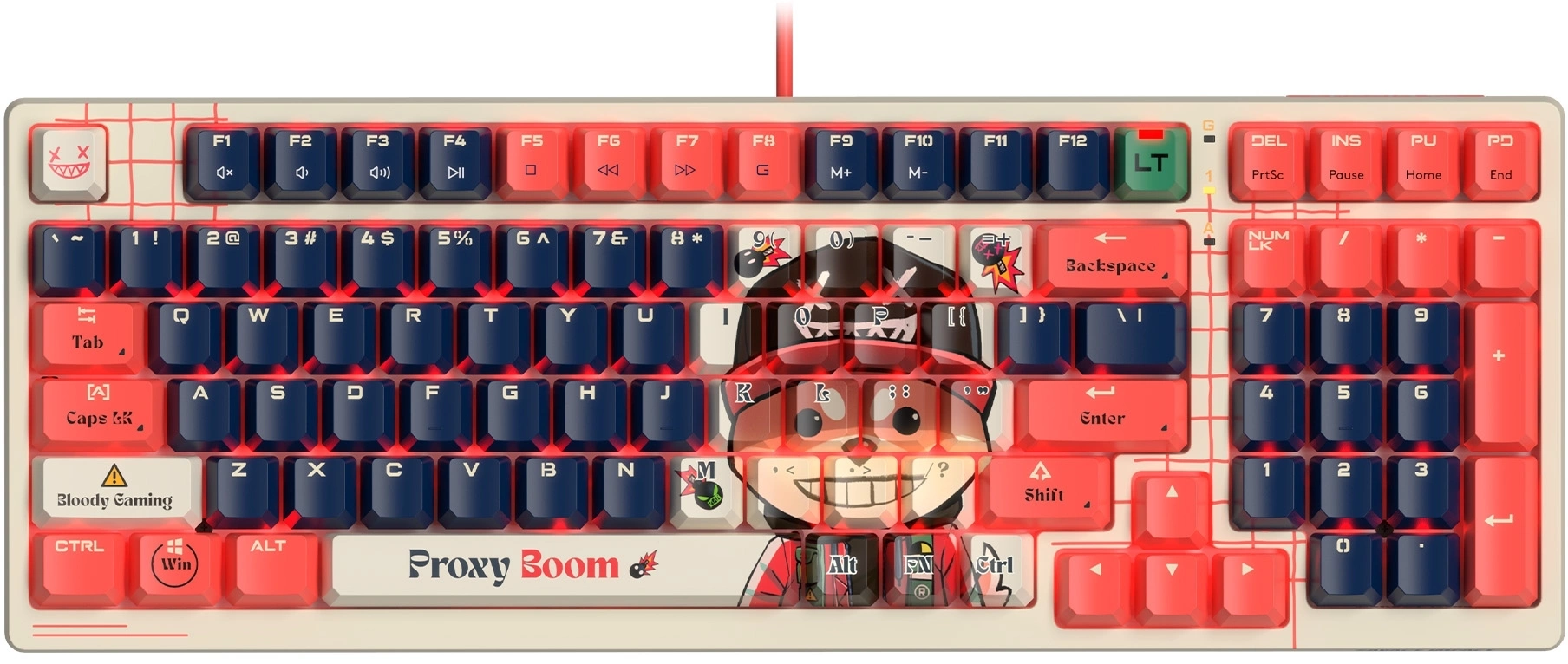Клавиатура A4Tech AT98 Proxy Boom бежевый/красный USB for gamer LED (AT98) кабель 1.8м