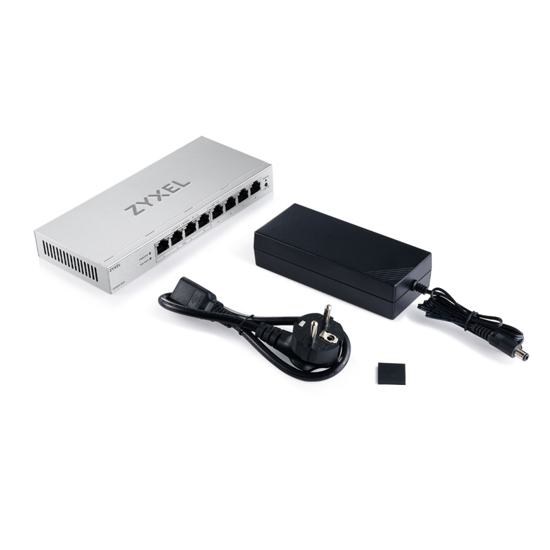 Коммутатор Web Smart L2 коммутатор Zyxel GS1200-8HPv3, 8xGE (4xPoE+), бюджет PoE 68 Вт, настольный, 