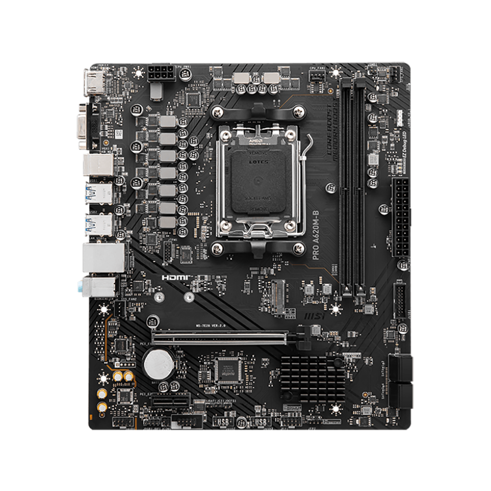 Материнская плата MSI PRO A620M-B Socket AM5 AMD A620 2xDDR5 mATX AC`97 8ch(7.1) 2.5Gg RAID+VGA+HDMI