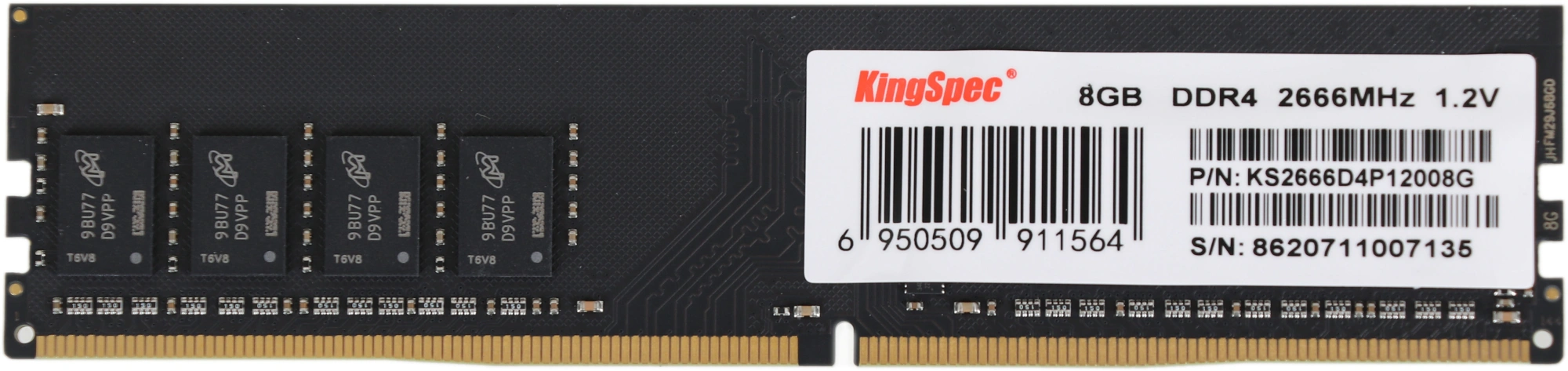Память DDR4 8GB 2666MHz Kingspec KS2666D4P12008G RTL PC4-21300 CL18 DIMM UDIMM 288-pin 1.2В single rank Ret