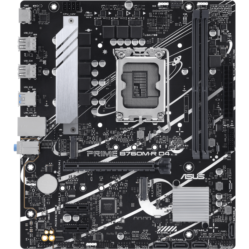 Материнская плата Asus PRIME B760M-R D4 Soc-1700 Intel B760 2xDDR4 mATX AC`97 8ch(7.1) 2.5Gg RAID+HD