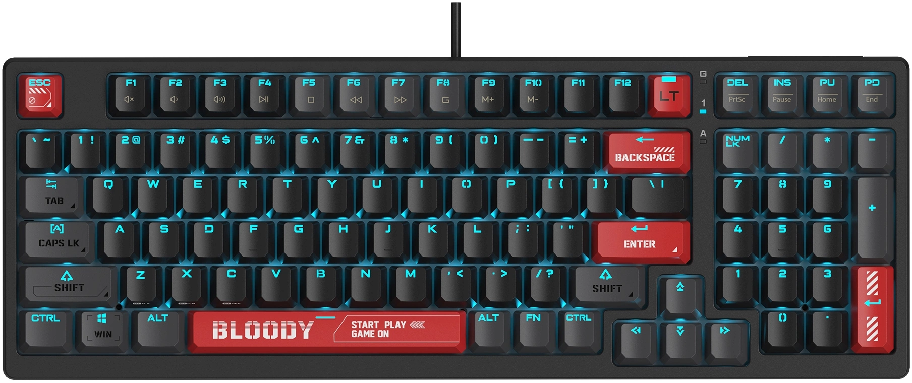 Клавиатура A4Tech AT98 черный/красный USB for gamer LED кабель 1.8м