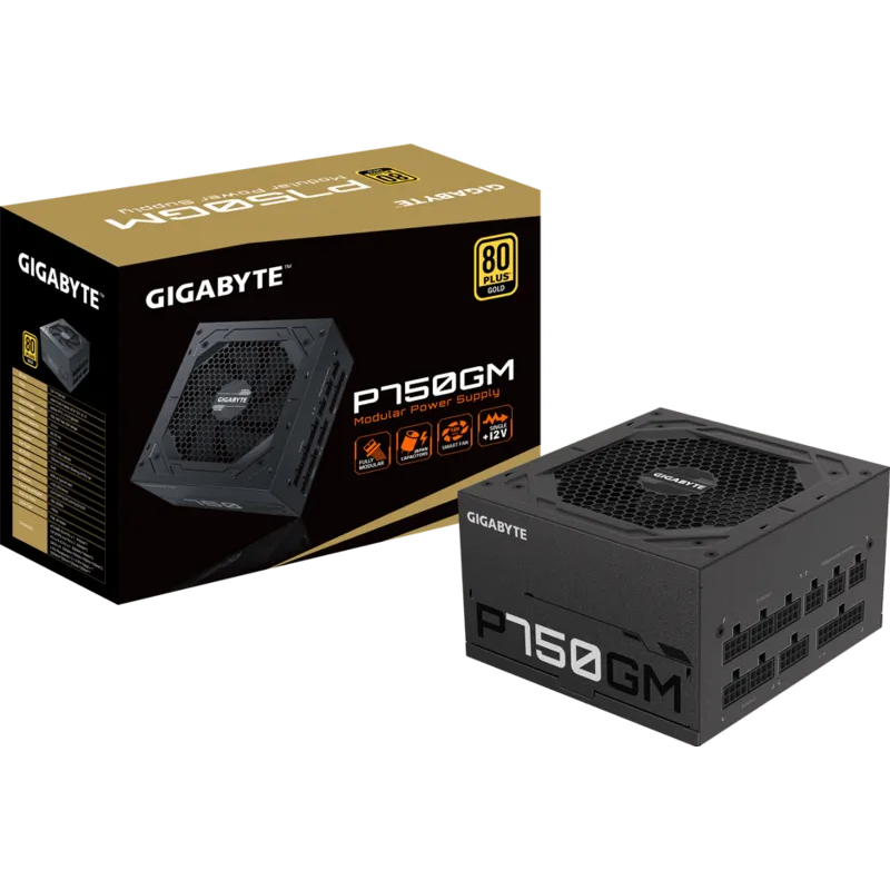 Блок питания Gigabyte ATX 750W GP-P750GM 80+ gold (20+4pin) APFC 120mm fan 8xSATA Cab Manag RTL