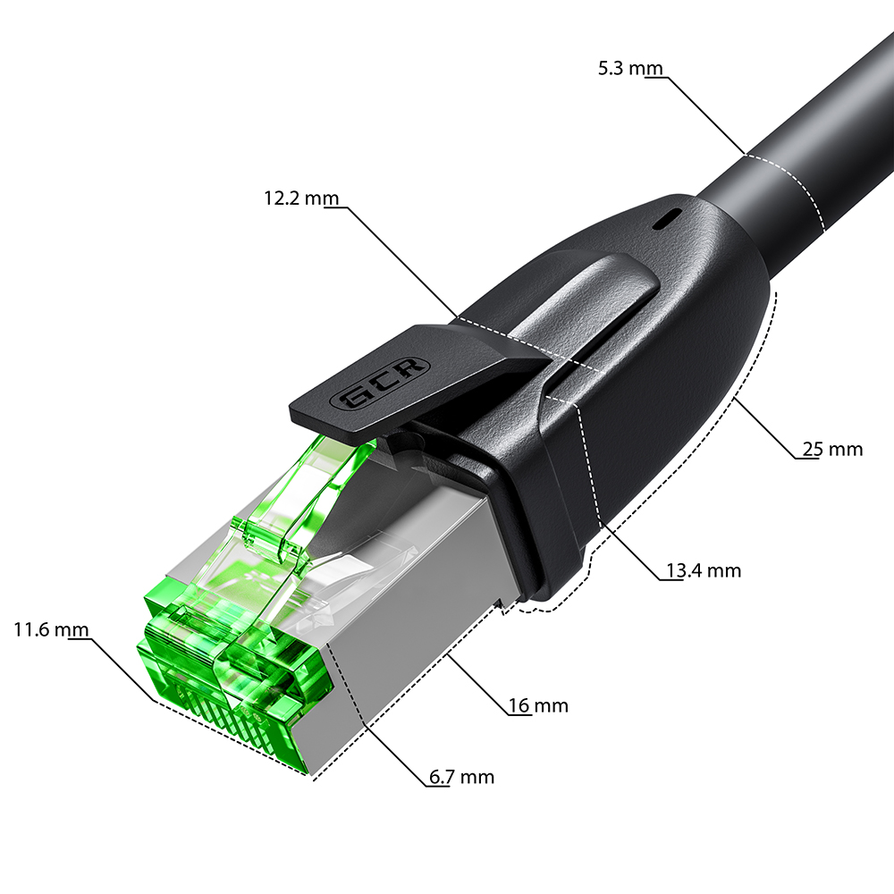 GCR PRO Патч-корд LSZH PROF прямой 2.0m, UTP медь кат.6А, черный, 26 AWG, ethernet high speed 10 Гбит/с, RJ45, T568B