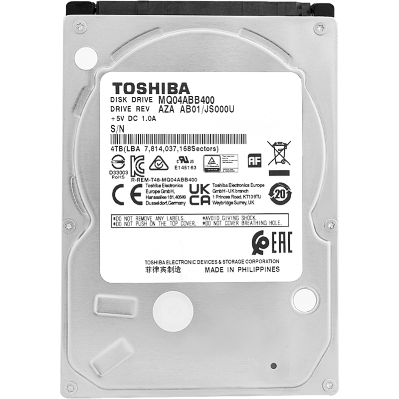 Жесткий диск Toshiba SATA 4TB 2.5" 6.0 Gbit/s 15mm 5400 rpm 128Mb 1 year warranty (replacement ST400