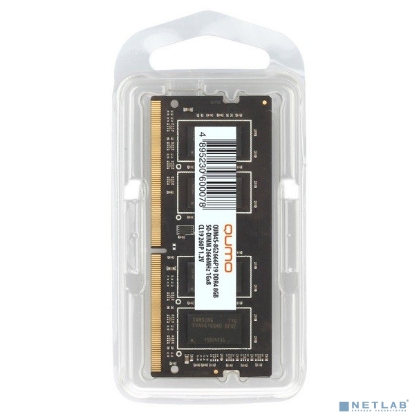 QUMO DDR4 SODIMM 8GB QUM4S-8G2666P19 PC4-21300, 2666MHz OEM/RTL