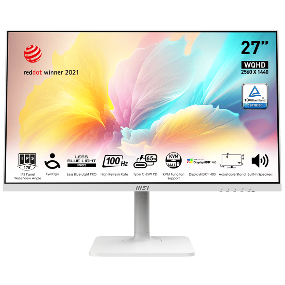 Монитор MSI 27" Modern MD272QXPW белый IPS LED 1ms 16:9 HDMI M/M матовая HAS Piv 400cd 178гр/178гр 2