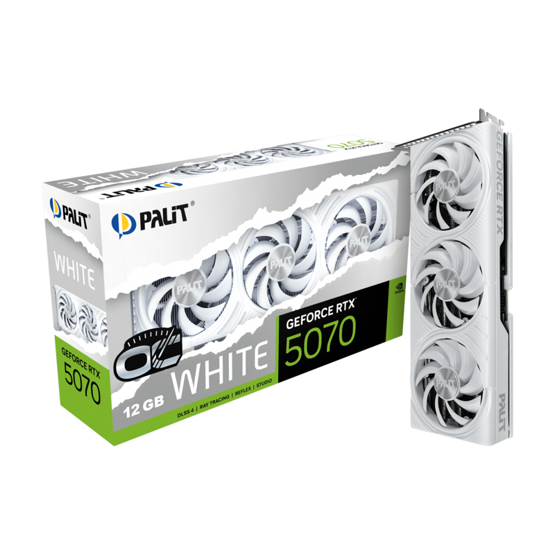 Видеокарта Palit PCI-E 5.0 PA-RTX5070 WHITE OC NVIDIA GeForce RTX 5070 12Gb 192bit GDDR7 2325/28000 