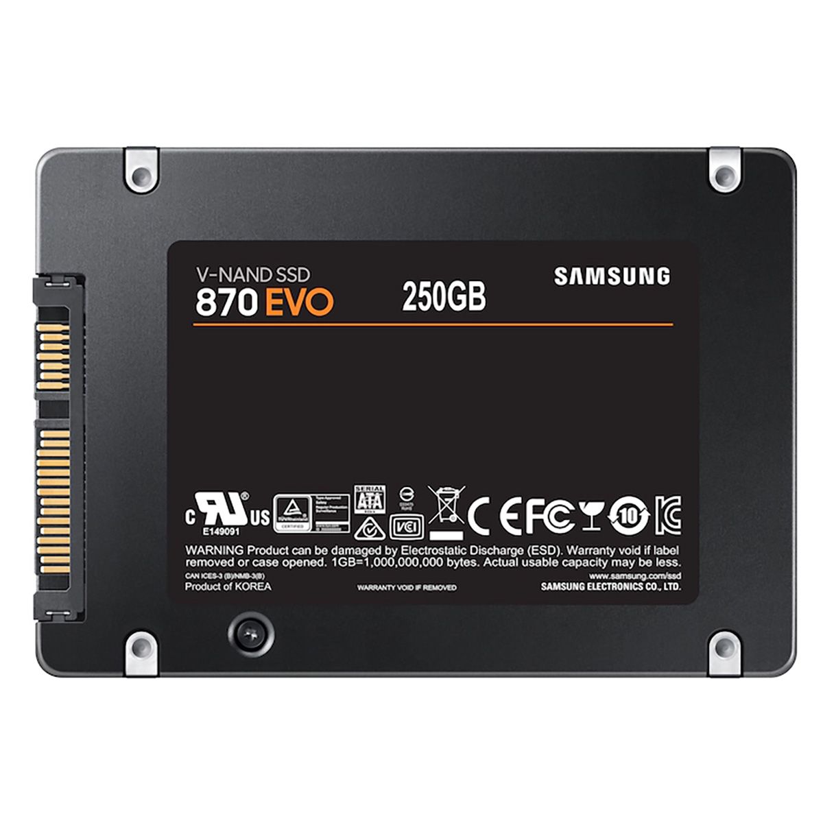 Твердотельный накопитель SSD 2.5" 250GB Samsung 870 EVO Client SSD MZ-77E250B/AM SATA 6Gb/s, 56