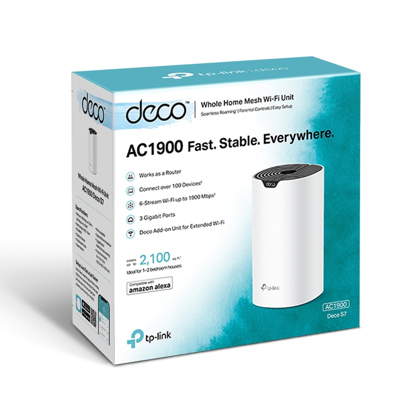 Бесшовный Mesh роутер TP-Link Deco S7 (DECO S7(1-PACK)) AC1900 10/100/1000BASE-TX белый