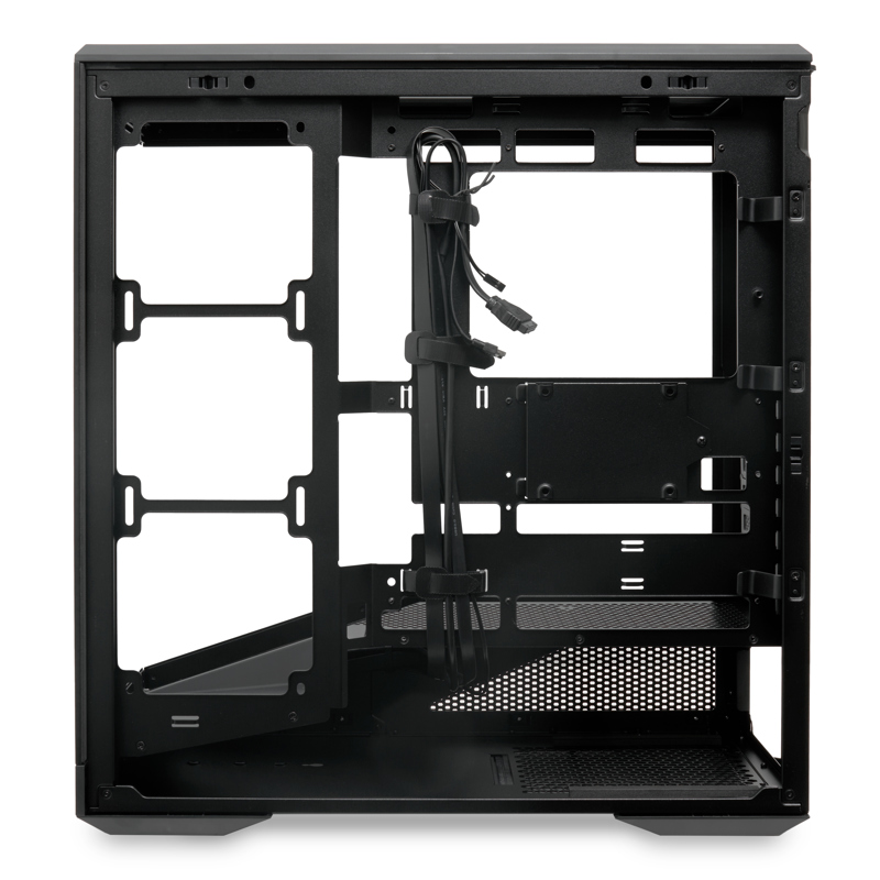Корпус HSPD F711, Panoramic Full Tower, Black, TG, 0.7 SPCC, no fans ATX, mATX, mITX 190/420/280mm 2